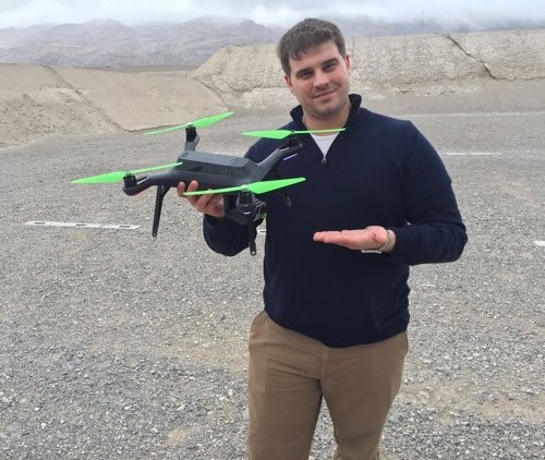 Bleeker holding a drone