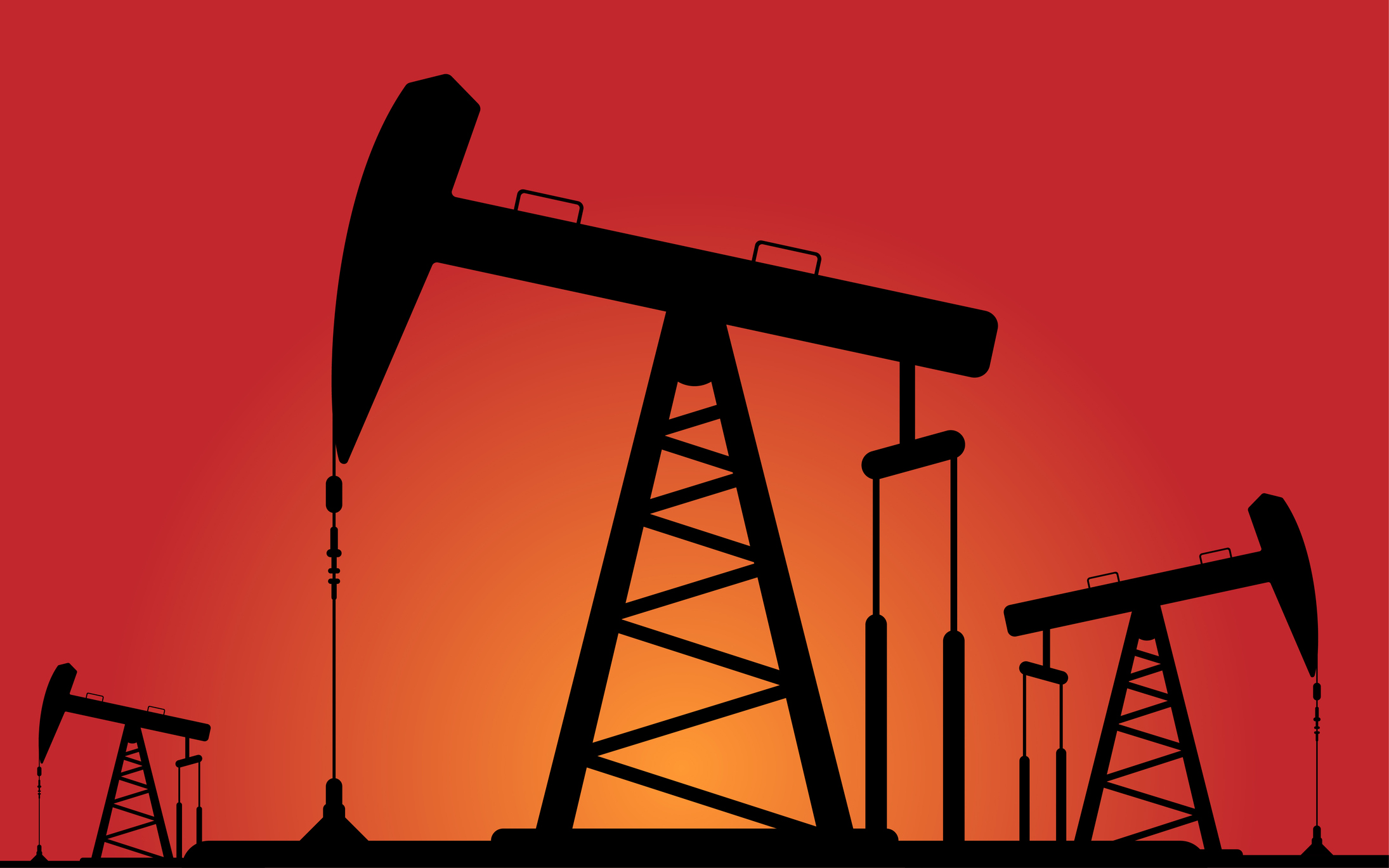 Oil pump silhouettes on an orange background