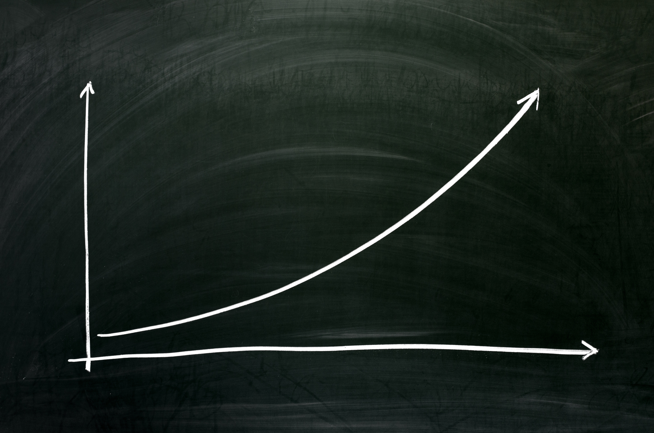 Chalkboard drawing of a chart showing exponential growth