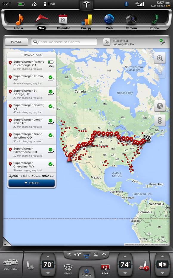 Tesla Trip Planner