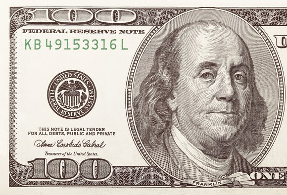 A one-hundred-dollar bill.