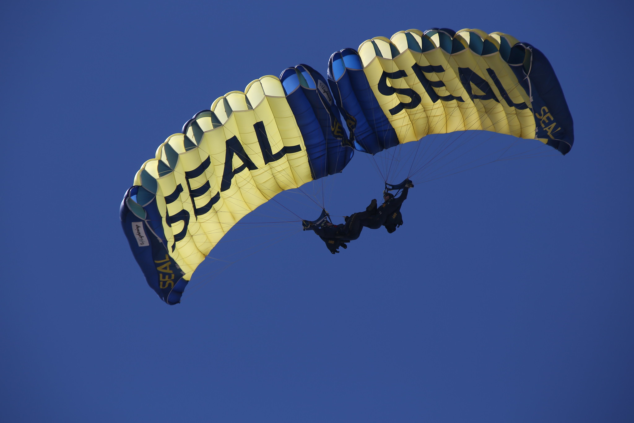 A Navy Seal parachuting.
