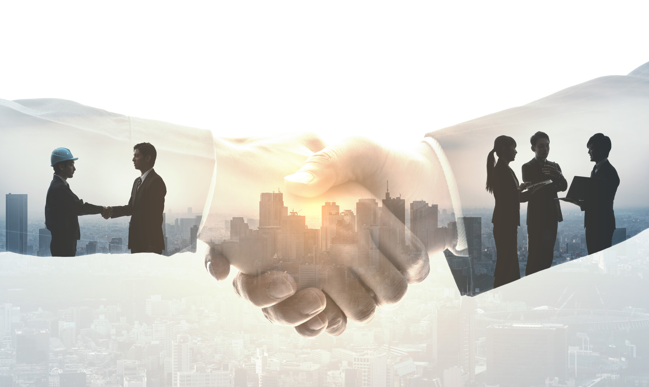 A handshake between labor and management.