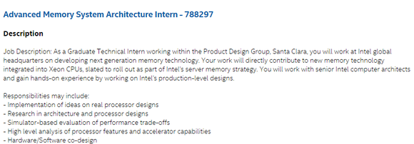 Memory Intern Listing