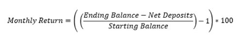 An equation for calculating monthly return of investments
