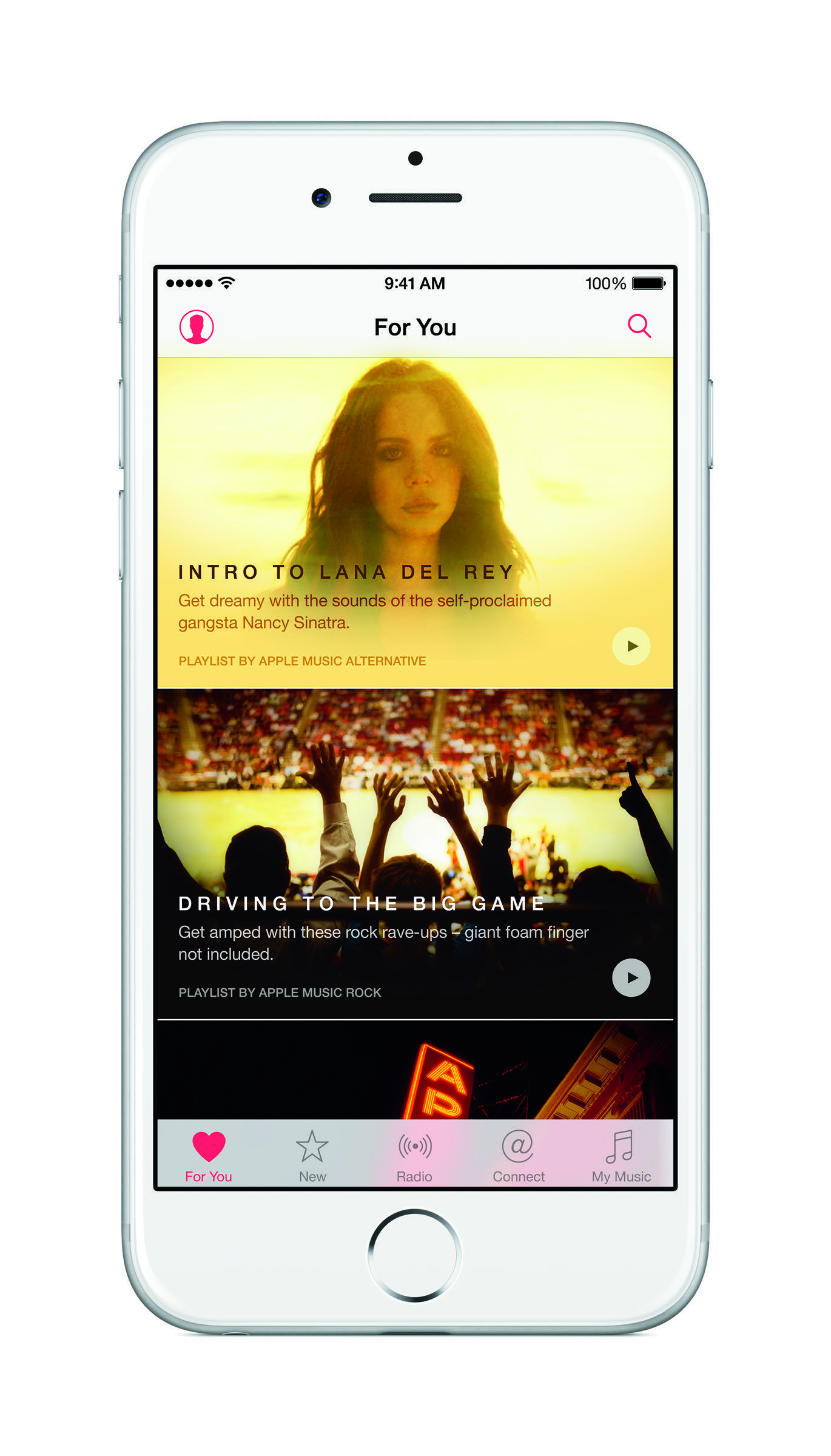 A screen shot of Apple Music's user interface