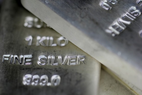 Close-up of silver bars