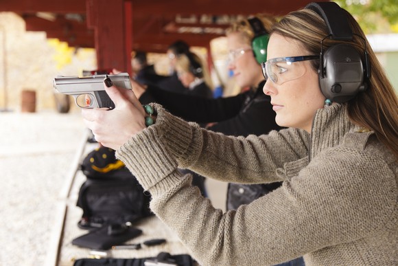 Woman Gun Range Control Shoot Eye Protection Handgun Firearm Target Safety Getty