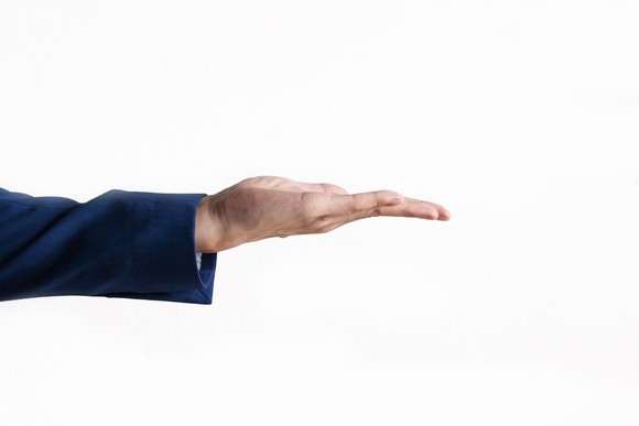 Man holding out hand