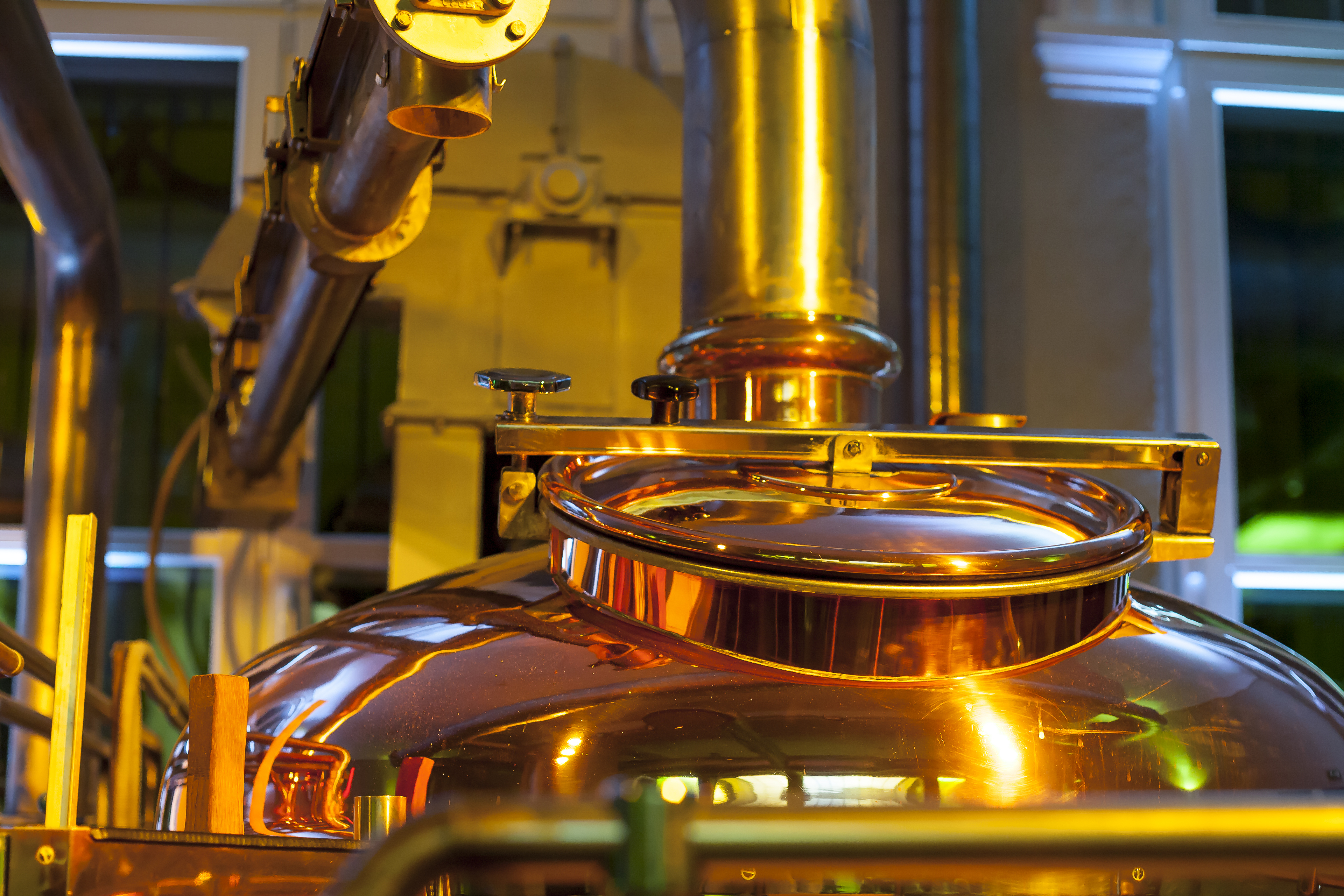 Copper tank in distillery.