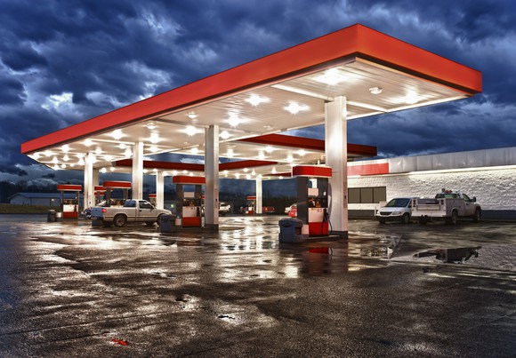 A gas station.
