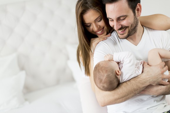 Parents with newborn baby