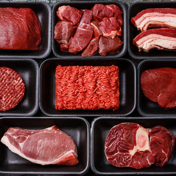 Various raw meats.