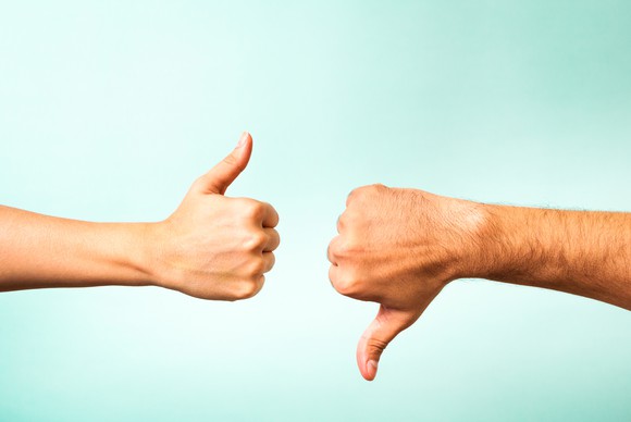 One thumb up, one thumb down