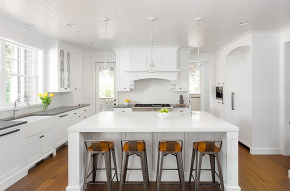 Kitchen with white countertops