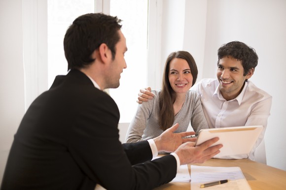 Couple meeting with mortgage broker