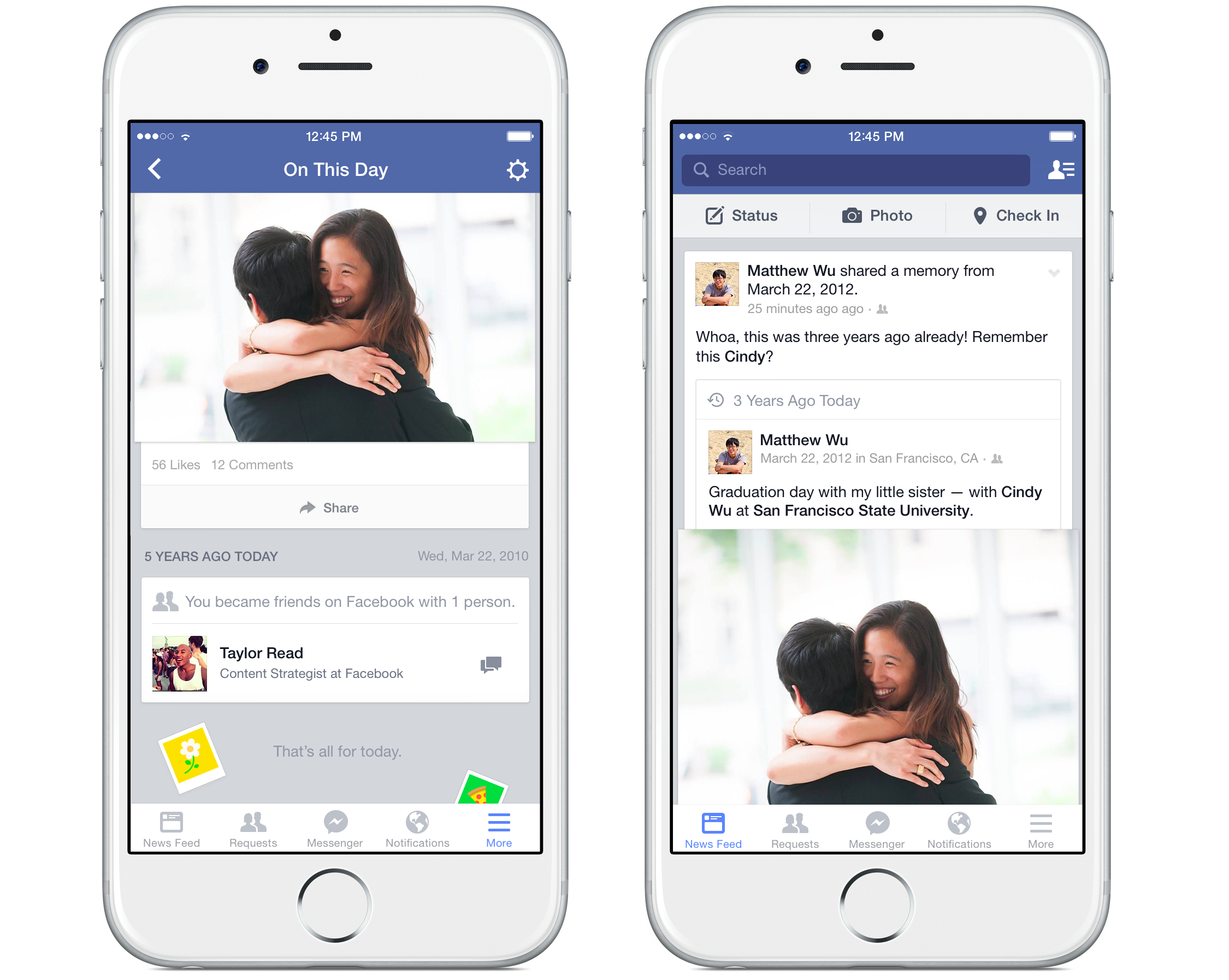 Examples of Facebook's On This Day feature