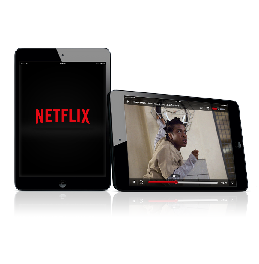 Netflix apps on 2 tablet screens.