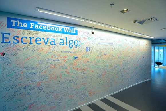 The "Facebook Wall" at its office in Sao Paulo, Brazil.