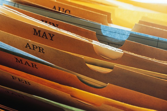 Folders in a filing cabinet