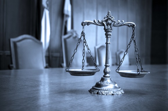 A pair of scales on a table