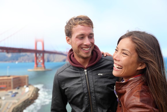 Young couple exploring San Francisco