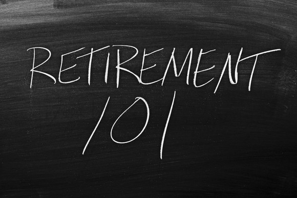 "Retirement 101" written on a blackboard.