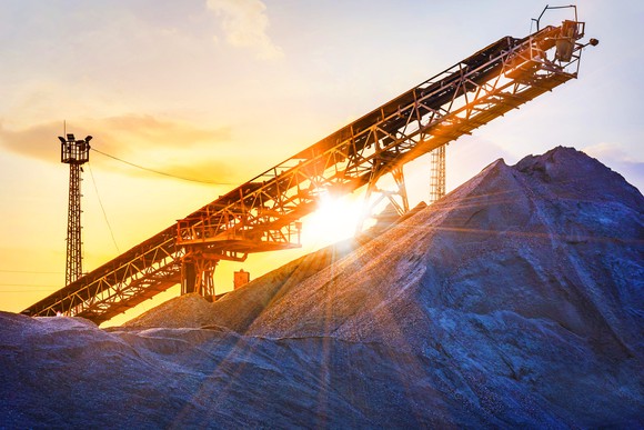 Sand mine at sunset