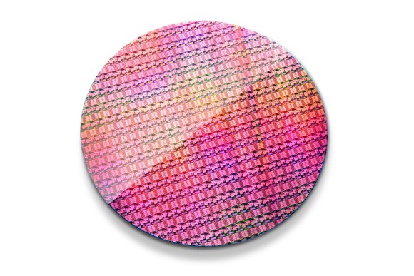 A wafer of Intel processors.