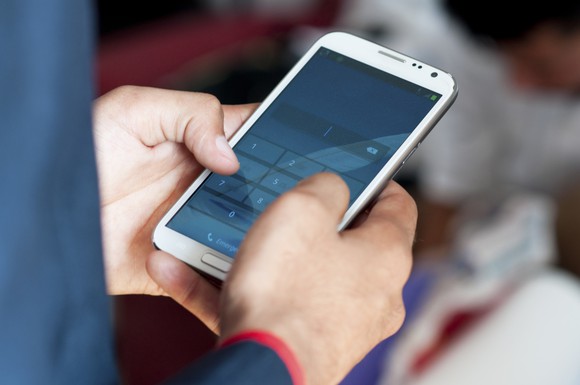 A smartphone in use.