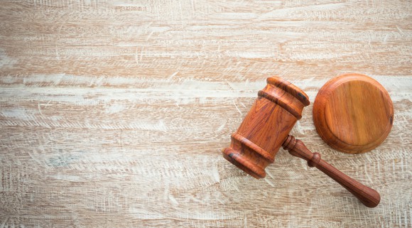 A gavel on a table