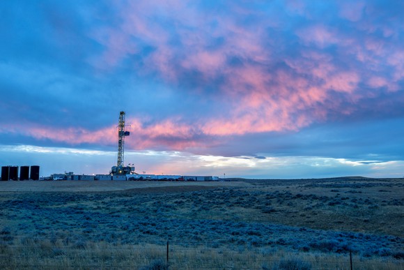 A drilling rig on the prairie