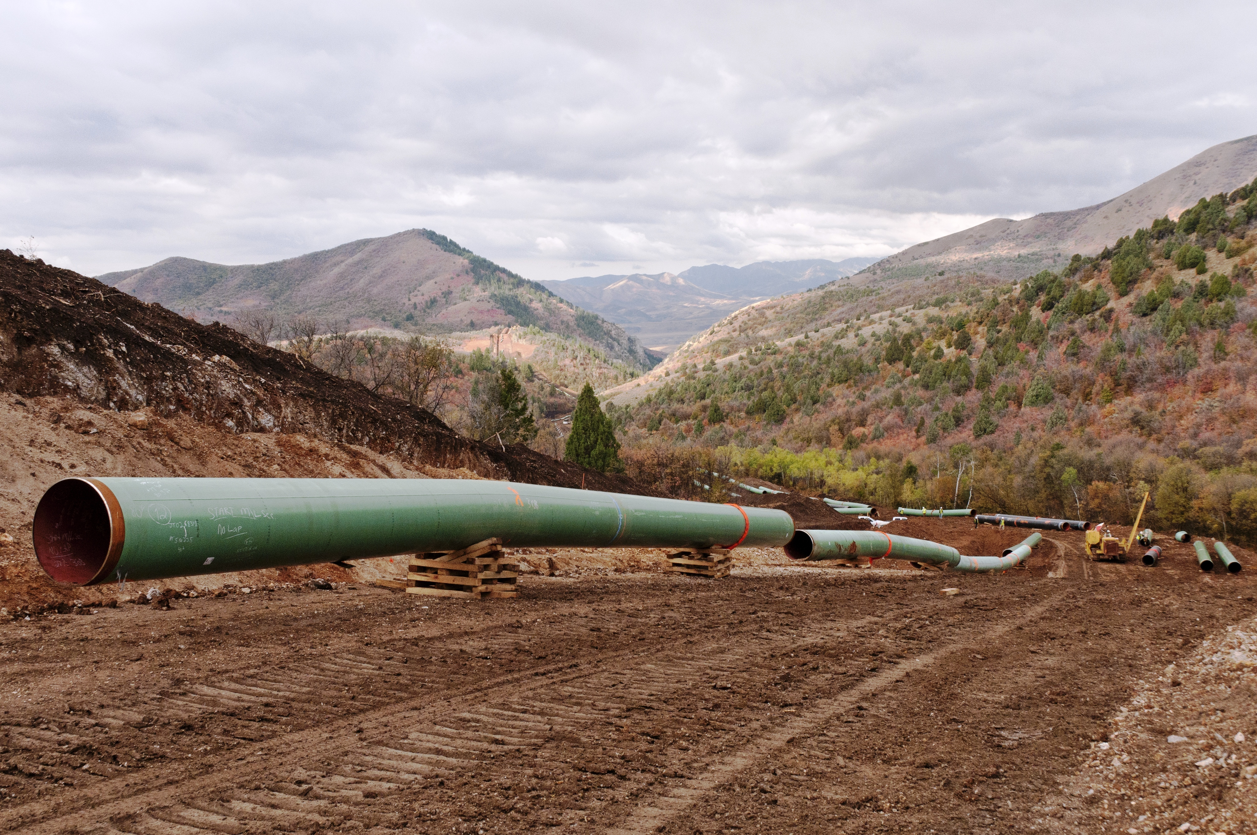 A Kinder Morgan pipeline under construction.