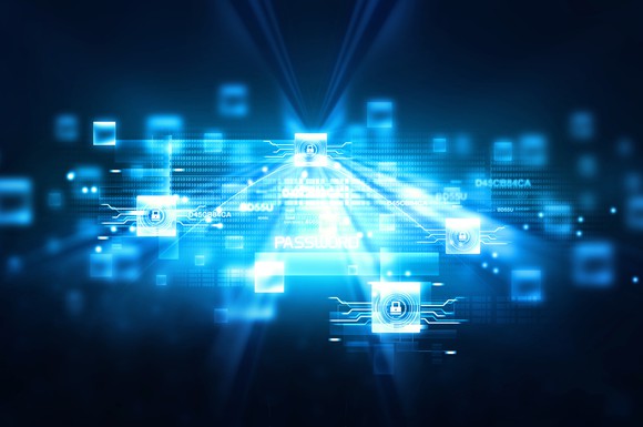 Cybersecurity abstract.
