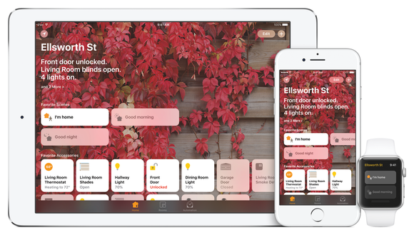 A view of Apple's iOS 10 on an iPad, iPhone, and Apple Watch