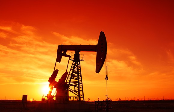 Oil derricks.