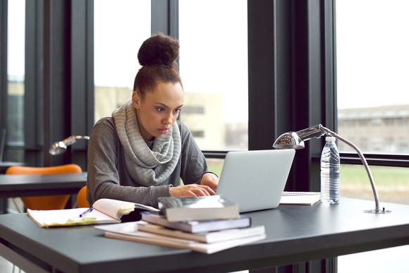 College student studying