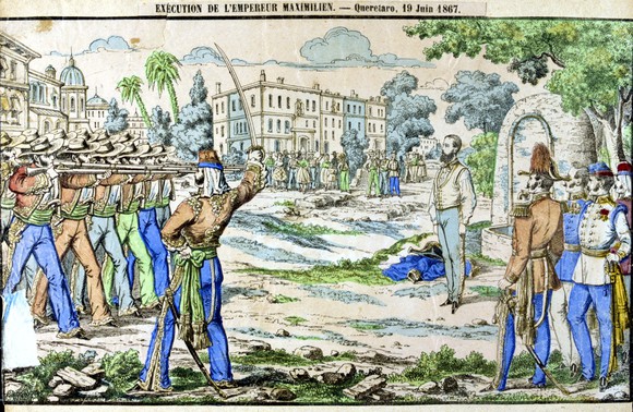 Painting of a firing squad.