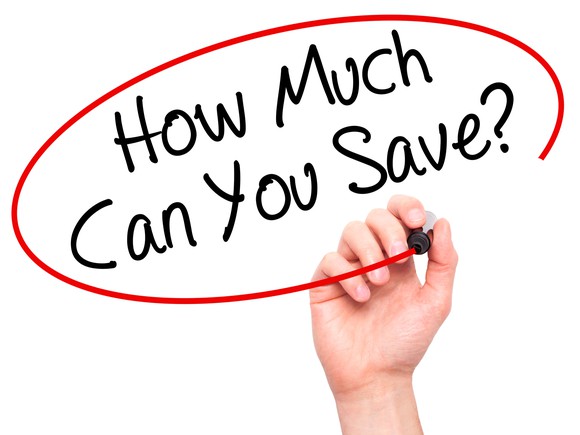 how much can you save, written on a whiteboard and circled