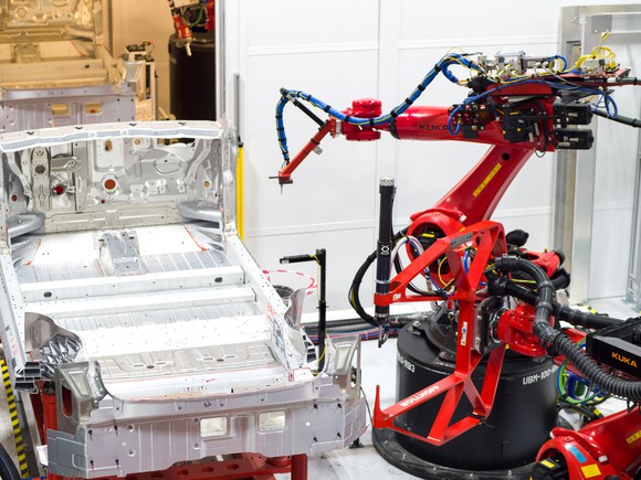 Tesla vehicle production at the company's factory in Fremont, California