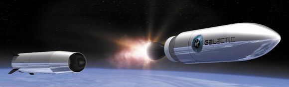 Rocket separating in orbit.