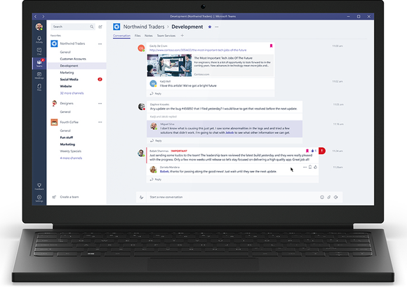 Laptop showing interface for Microsoft Teams