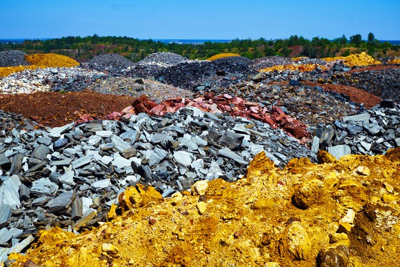 Colorful mining ore dumps