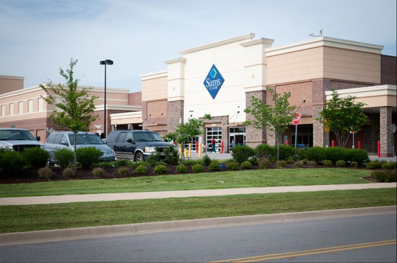 The exterior of a Sam's Club warehouse