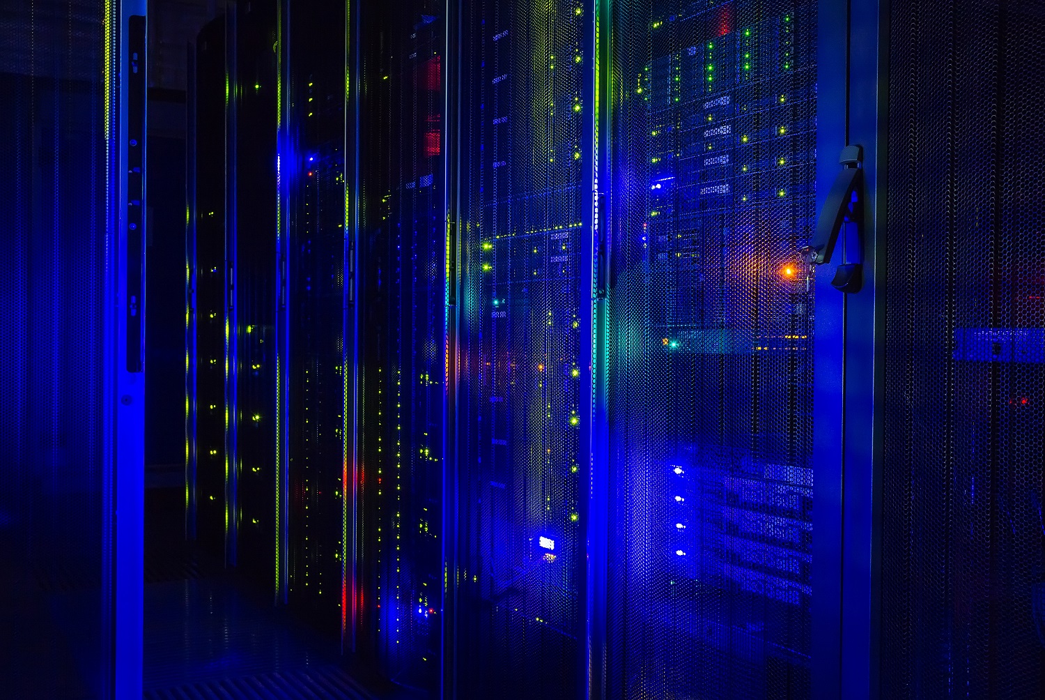 Colorful data center mainframe