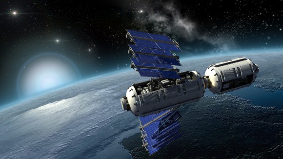 Satellite in orbit.