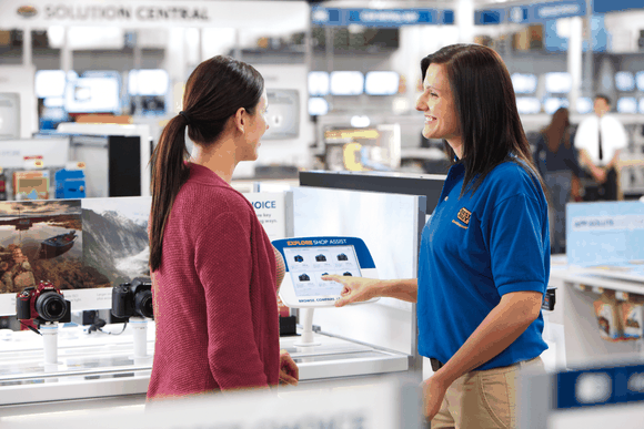 A customer checks out at Best Buy
