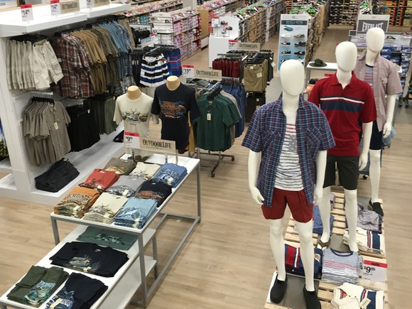 Interior layout of Sears clothing department.