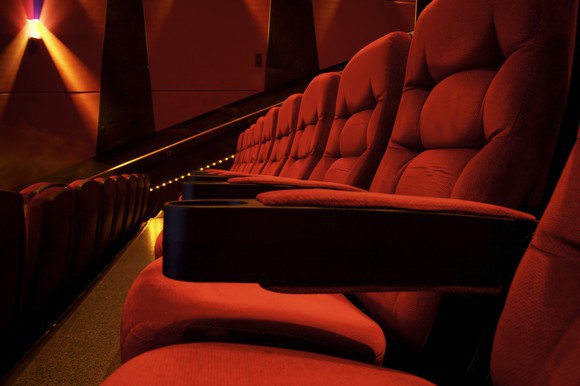 Chairs inside a movie theater.