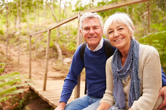 Senior couple smiling